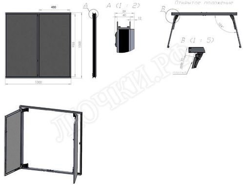 Люк под плитку Нажимной Секрет-Лайт 2 створки 870*500 Люк под плитку Нажимной Секрет-Лайт 2 створки 870*500