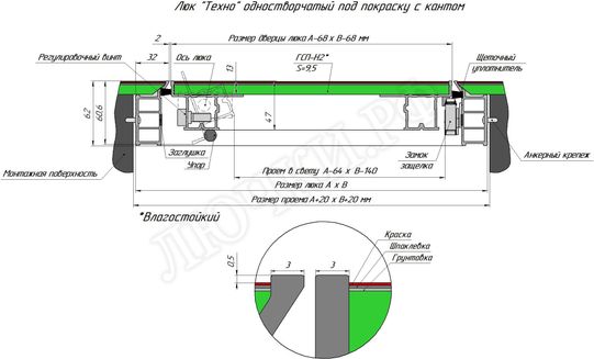 Люк под покраску Техно 550*1600 Люк под покраску Техно 550*1600