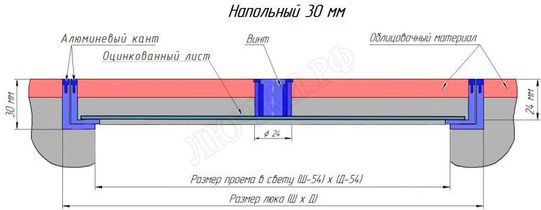 Напольный люк Тритон 30 мм 750*400 Напольный люк Тритон 30 мм 750*400