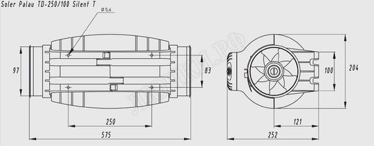 Вытяжной вентилятор канальный Soler & Palau TD SILENT осевой Вытяжной вентилятор канальный Soler & Palau TD SILENT осевой